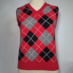 Hazel Moon Red/Black/White Sweater Vest Size M Preppy Y2K Look